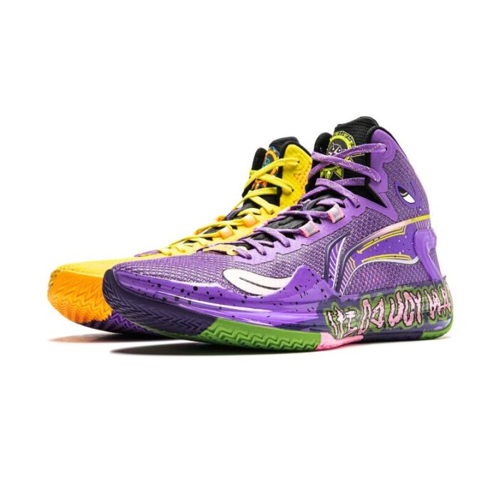 Li-Ning LiRen 4 High "SUPER DOG" Premium Boom Basketball Shoes Purple and Yellow