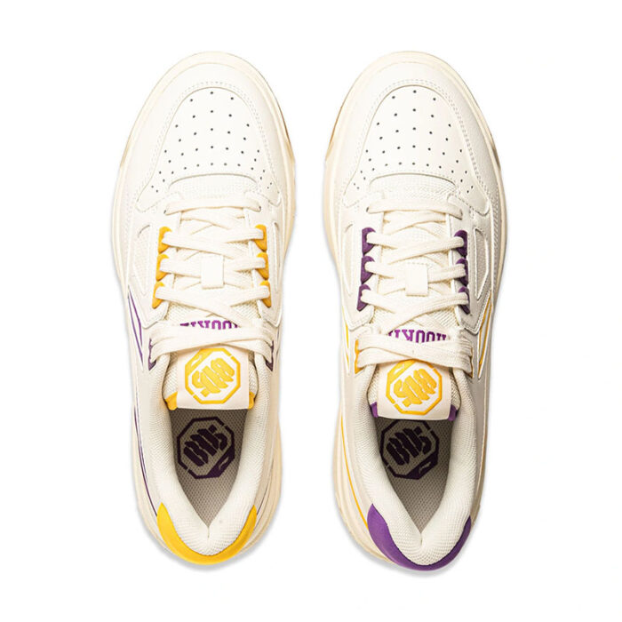 Li Ning BadFive Rookie Bouncy Basketball Culture Casual Shoes Beige/Yellow/Purple - Image 2