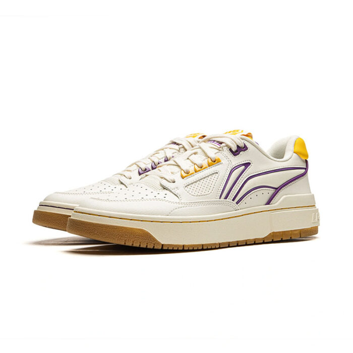 Li Ning BadFive Rookie Bouncy Basketball Culture Casual Shoes Beige/Yellow/Purple - Image 4