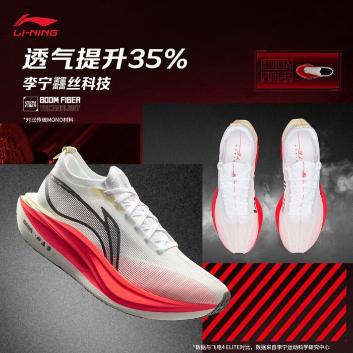 LiNing Challenger 5 ELITE  Running Shoes in White Red - Image 8