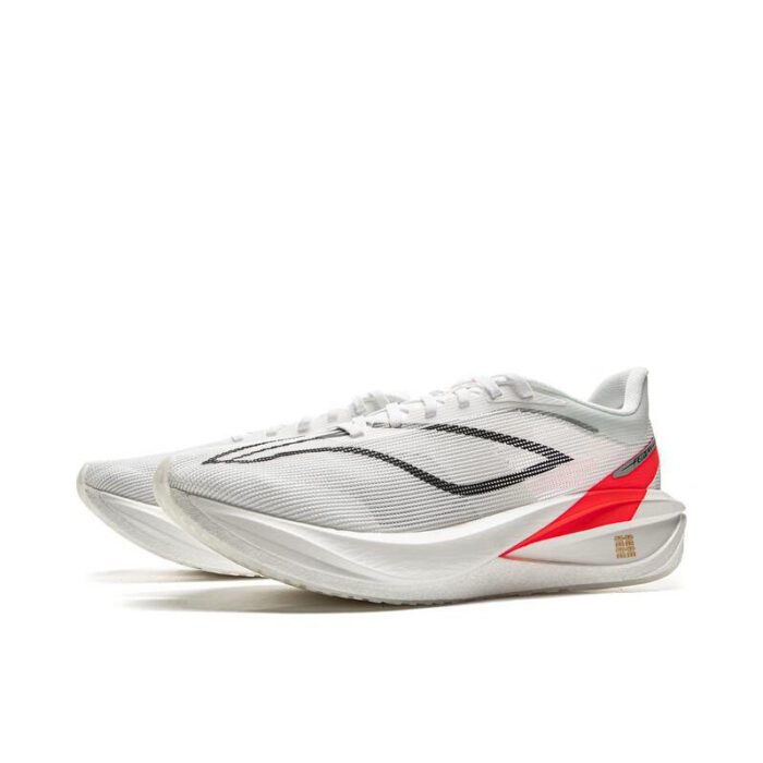 LiNing Challenger 5 Racing Running Shoes in White/ Red - Image 5