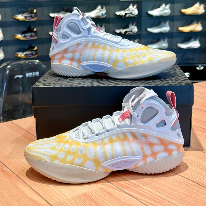 LiNing Yushuai 19 Premium Boom Basketball Shoes White/Yellow/Orange