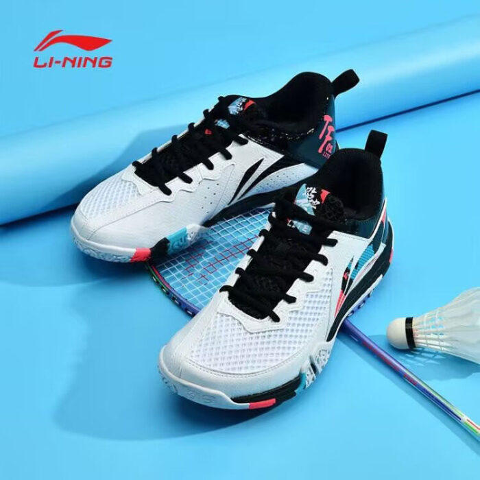 LiNing Badminton TF02 Lite Trainers White/Black/Pink for Men Women Kids Boys and Girls - Image 7