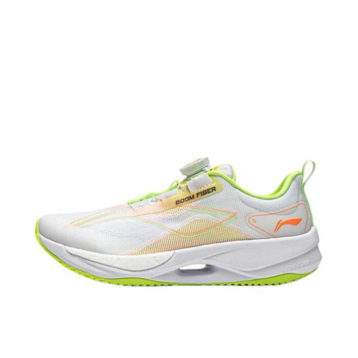 2025 Li Ning Superlight Ultra light BOOM FIBER Running Shoes For Kids Youth Boys and Girls in White/fluorescent glaze orange