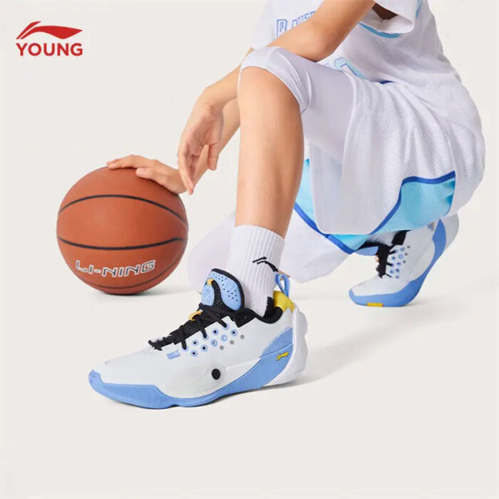 Li Ning Way of Wade All City 13 Basketball Shoes For Kids Youth Boys and Girls in White Blue - Image 8