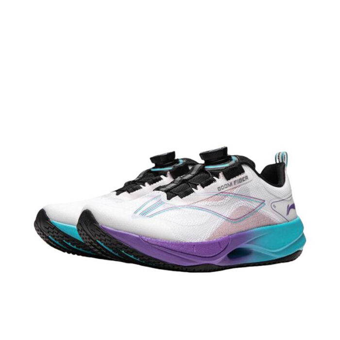 2025 Li Ning Superlight Ultra light BOOM FIBER Running Shoes For Kids Youth Boys and Girls in White Blue Purple - Image 3