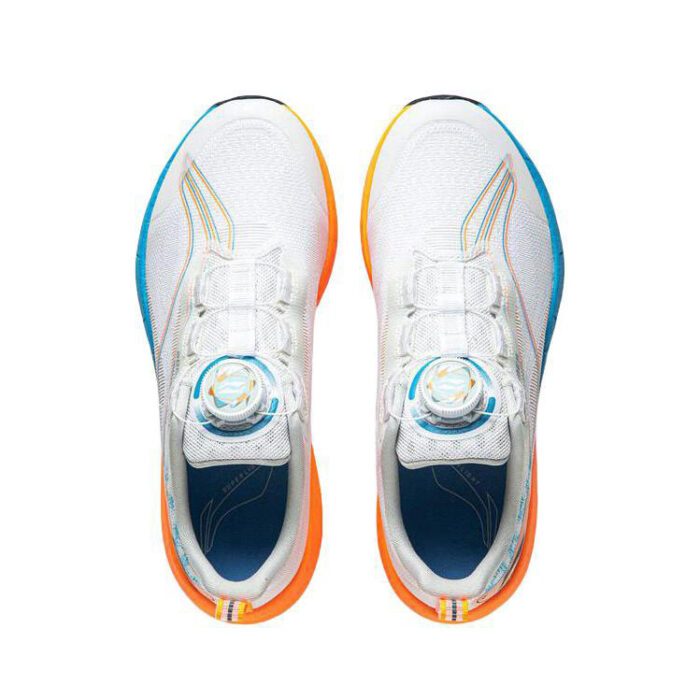 2025 Li Ning Superlight Ultra light BOOM FIBER Running Shoes For Kids Youth Boys and Girls in White Orange Blue - Image 4