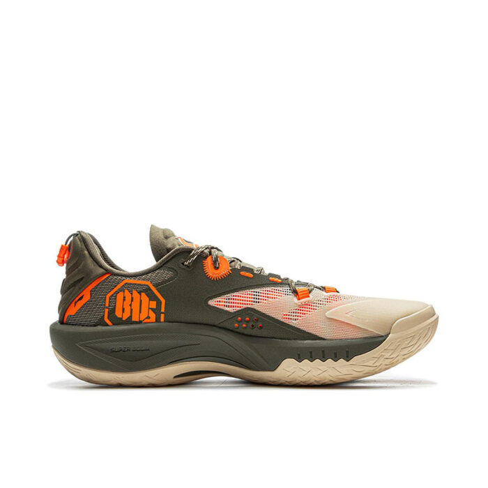 LiNing BadFive Guerrilla 1  Super Outdoor Basketball Shoes Milk Tea Yellow/Deep Olive Green - Image 2